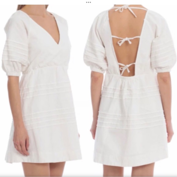 7 For All Mankind White Backless Tie Front Sundress - Picture 1 of 8